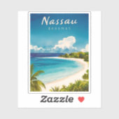 Vintage Travel Nassau Bahamas Beach Retro Landscha Aufkleber (Blatt)