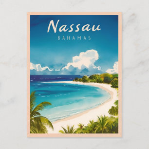Vintage Travel Nassau Bahamas Beach Retro Landscha Postkarte