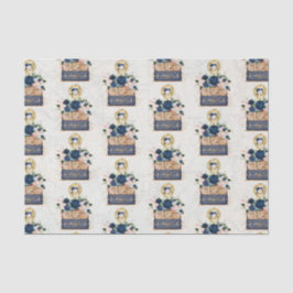 Vintage Travel Navy Blush Blumen Decoupage Seidenpapier