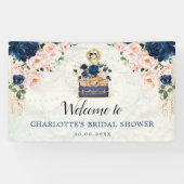 Vintage Travel Navy Blush Brautparty Banner (Horizontal)