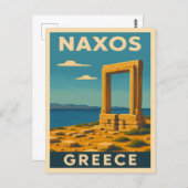 Vintage Travel Naxos Griechenland Küstenstreifen L Postkarte (Vorne/Hinten)