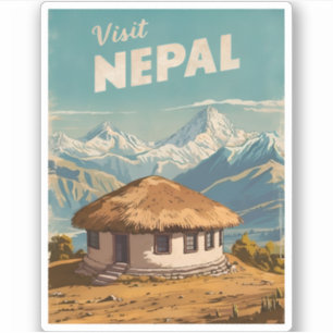 Vintage Travel Nepal Himalayas Retro Landschaftlic Aufkleber