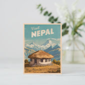 Vintage Travel Nepal Himalayas Retro Landschaftlic Postkarte (Stehend Vorderseite)