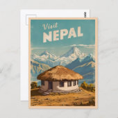 Vintage Travel Nepal Himalayas Retro Landschaftlic Postkarte (Vorne/Hinten)