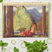 Vintage Travel, Neuseeland Landschaft Mutterfrau Geschirrtuch (Gefaltet)