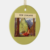 Vintage Travel, Neuseeland Landschaft Mutterfrau Keramik Ornament (Rechts)