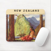 Vintage Travel, Neuseeland Landschaft Mutterfrau Mousepad (Mit Mouse)