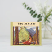Vintage Travel, Neuseeland Landschaft Mutterfrau Postkarte (Stehend Vorderseite)