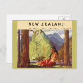 Vintage Travel, Neuseeland Landschaft Mutterfrau Postkarte (Vorne/Hinten)