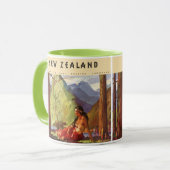 Vintage Travel, Neuseeland Landschaft Mutterfrau Tasse (Vorderseite Links)