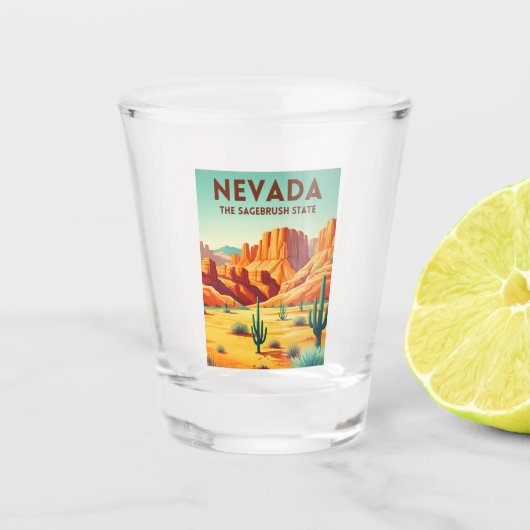 Vintage Travel Nevada Nature Landscape Retro Schnapsglas (Vorderseite)