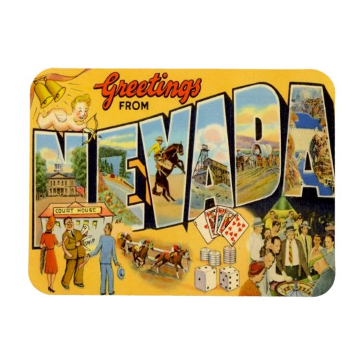 Vintage Travel Nevada Staaten Magnet (Horizontal)
