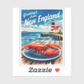 Vintage Travel New England Coastro Landschaftlich Aufkleber (Blatt)