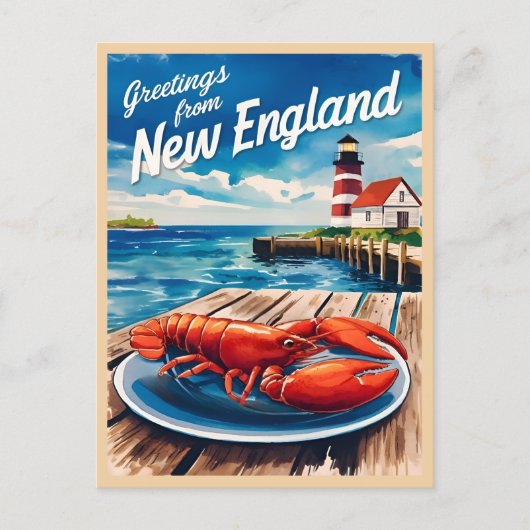 Vintage Travel New England Coastro Landschaftlich Postkarte (Vorderseite)