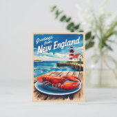 Vintage Travel New England Coastro Landschaftlich Postkarte (Stehend Vorderseite)