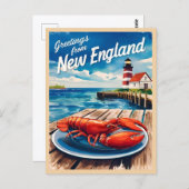 Vintage Travel New England Coastro Landschaftlich Postkarte (Vorne/Hinten)