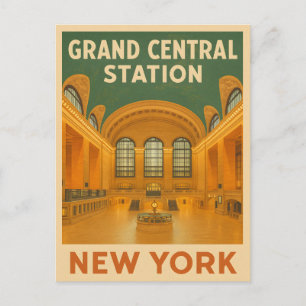 Vintage Travel New York Grand Central Station Postkarte