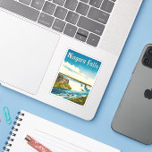 Vintage Travel Niagara Falls Retro Landschaftlich Aufkleber (Laptop mit iPhone)