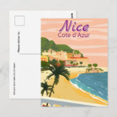 Vintage Travel Nice France cote d'azur retro Postkarte (Vorne/Hinten)