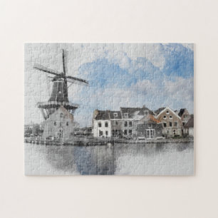 Vintage Travel Niederlande und Mühle Puzzle