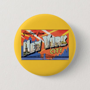 Vintage Travel NYC, Grüße aus New York City Button