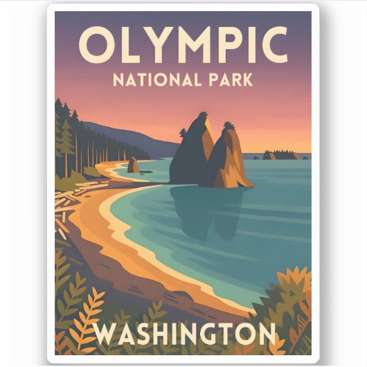Vintage Travel Olympic National Park Washington Aufkleber (Vorderseite)