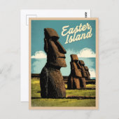 Vintage Travel Osterinsel Retro Grafik Postkarte (Vorne/Hinten)