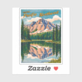 Vintage Travel Pacific Northwest Retro Landschaftl Aufkleber (Blatt)