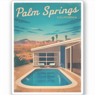 Vintage Travel Palm Springs Landschaftlich Aufkleber
