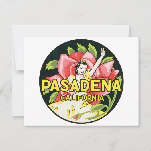 Vintage Travel, Pasadena California, Lady und Rose (Vorderseite)