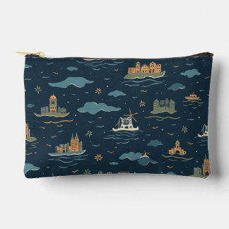 Vintage Travel Pattern Pouch Zubehörtasche