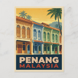 Vintage Travel Penang Malaysia Retro Scenic Postkarte