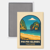 Vintage Travel Phi Phi Islands Thailand Beach Magnet (Vorderseite/Rückseite)