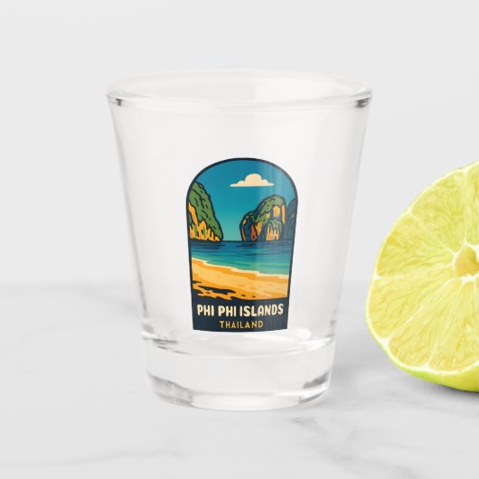 Vintage Travel Phi Phi Islands Thailand Beach Schnapsglas (Vorderseite)