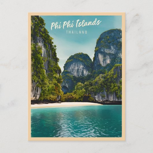 Vintage Travel Phi Phi Islands Thailand Retro Postkarte (Vorderseite)