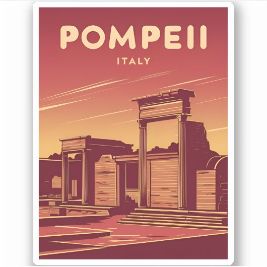 Vintage Travel Pompeii Italien Retro Graphic Aufkleber (Vorderseite)