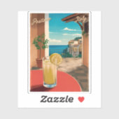 Vintage Travel Positano Italien Retro Landschaftli Aufkleber (Blatt)