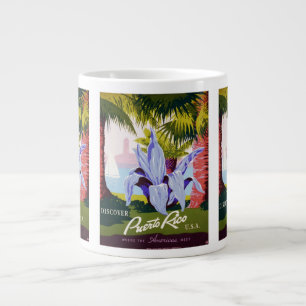 Vintage Travel Poster Art, Entdecken Sie Puerto Ri Jumbo-Tasse