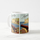 Vintage Travel Poster Art, Entdecken Sie Puerto Ri Kaffeetasse (Vorderseite Links)