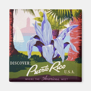 Vintage Travel Poster Art, Entdecken Sie Puerto Ri Magnet