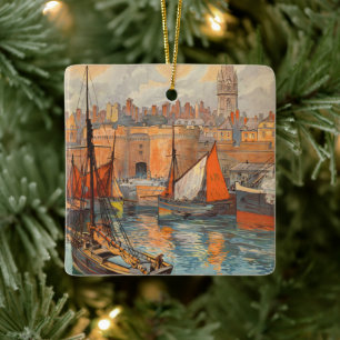 Vintage Travel Poster Art, Saint Malo, Frankreich Keramikornament