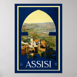 Vintage Travel Poster Assisi Italien