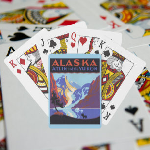 Vintage Travel Poster, Atlin und Yukon, Alaska Spielkarten