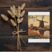 Vintage Travel Poster aus Holland, Tulpen und Mühl