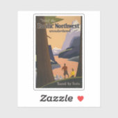 Vintage Travel Poster Ausblick auf die Berge Aufkleber (Blatt)