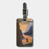 Vintage Travel Poster Ausblick auf die Berge Gepäckanhänger (Vorderseite vertikal)