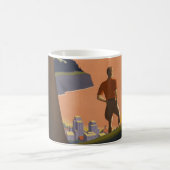 Vintage Travel Poster Ausblick auf die Berge Kaffeetasse (Mittel)