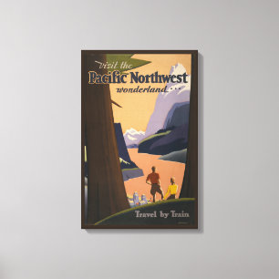 Vintage Travel Poster Ausblick auf die Berge Leinwanddruck