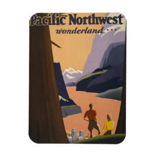 Vintage Travel Poster Ausblick auf die Berge Magnet