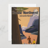 Vintage Travel Poster Ausblick auf die Berge Postkarte (Vorne/Hinten)